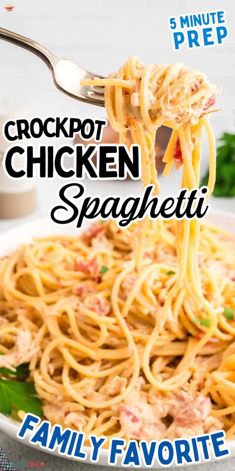 Discover how to make the easiest and most delicious Crockpot Chicken Spaghetti with just a few simple ingredients. Perfect for a comforting family dinner! #CheerfulCook #ChickenSpaghetti #SlowCookerRecipes #WeeknightDinner #CrockpotRecipes ♡ cheerfulcook.com Crockpot Cheesy Chicken Spaghetti, Quick And Easy Crockpot Recipes, Crockpot Chicken Spaghetti Recipe, Chicken Spaghetti Recipe Crockpot, Chicken Rotel, Use Rotisserie Chicken, Crockpot Chicken Spaghetti, Chicken Spaghetti Recipe, Stew Dinner