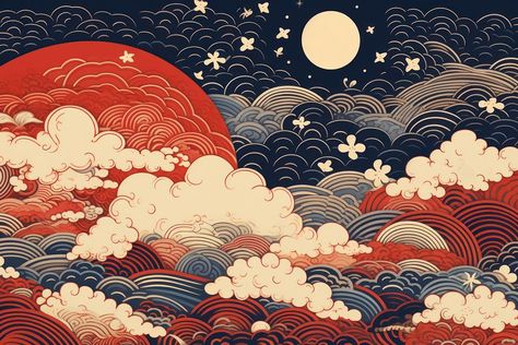 Download premium image of Cloud outdoors pattern nature. about japanese cloud pattern, clouds and moon illustration, japanese art, japanese cloud art, and red background 12973227 Clouds Japanese Art, Clouds And Moon Aesthetic, Japanese Cloud Art, Clouds Illustration Art, Japanese Cloud Pattern, Cloud Japanese, Chinese Clouds, Japanese Clouds, Illustration Japanese