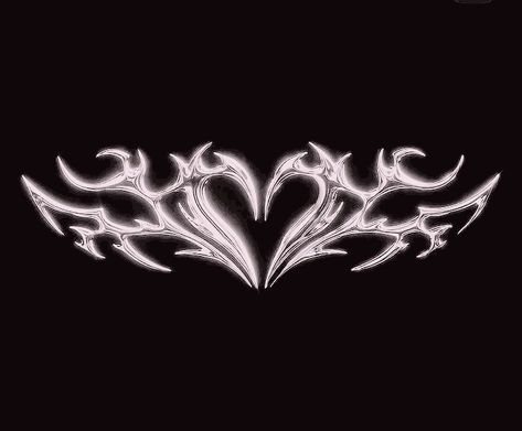 Heart Cybersigil, Cybersigilism Heart, Shirts Sims 4, Y2k Ios, Edgy Coquette, Y2k Hearts, Sigil Art, Y2k Designs, Chrome Art