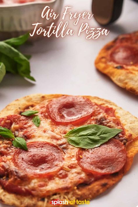 Flour Tortilla Pizza, Air Fryer Tortilla Pizza, Pizza In The Air Fryer, Air Fryer Tortilla, Tortilla Pizzas, Pizza Easy, 2023 Recipes, Honey Bbq Chicken, Quick Meal Prep