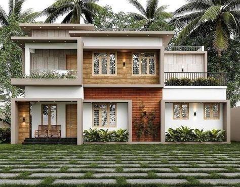 Facade Model, Small House Design Kerala, Best House Design, Map House, Contemporary Elevation, 3d House Design, Autocad Civil, Model Houses, Sweet Home Style