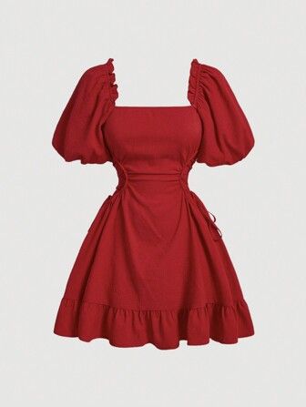 Cute Red Dress, Red Sundress, Lycra Dress, Red Dresses Classy, Cute Dress Outfits, Red Dress Short, Spring Summer Dress, Dress For Short Women, Women Wedding Guest Dresses