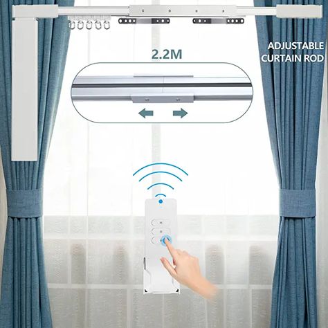 Amazon.com: Electric Curtain Tracks 87"-244" Remote Automated Curtain Smart Curtains Motorized Curtains Rod with Remote Control (118'') : Home & Kitchen Motorized Curtains, Smart Curtains, Curtain Tracks, Smart Blinds, Curtain Weights, Metal Curtain, Curtain Track, Home Theater Design, Home Gadgets