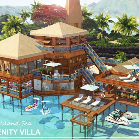 ISLAND LIVING Sea Renity Villa Sims 4 . Download at @thesimsresource . Check it out a beautiful Beach House if you would like to know something more about it. #TS4 #ts4lots #tsr #TheSims #sims4 #thesims4 #Moniamay72 #thesims4lots #cc #summer #TSR #beachhouse #speedbuild Sims 4 Island Living House Layout, Sims 4 Island Living House, Sims 4 Beach House, Luxurious Beach House, The Sims 4 Lots, Sims 4 Family, Sims 4 House Plans, Sims 4 House Building, Sims 4 Download