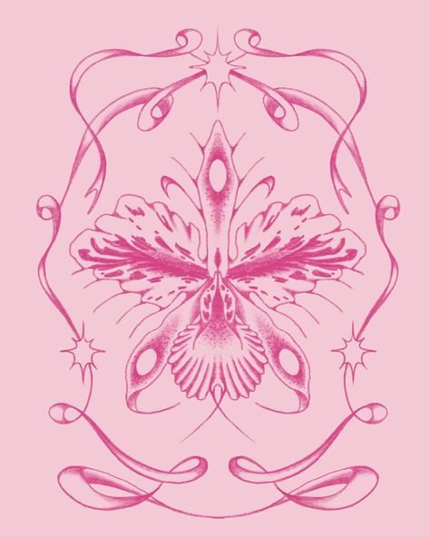 Part one of an orchid series I’ve been working on 💗 with some ideas for variations and placements. I’m rly excited for this series n I hope u love it Orchid Mantis Drawing, Symetric Tattoo, Pink Art Aesthetic, Orchid Illustration, Orchid Drawing, Orchid Art, Orchid Design, 달력 디자인, Flower Butterfly