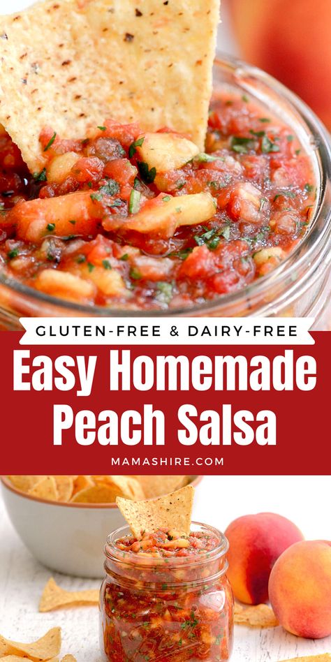 Easy Peach Salsa, Homemade Peach Salsa, Peach Salsa Recipe, Peach Salsa Recipes, Gluten Free Recipes Side Dishes, Fresh Peach Recipes, Tomato Salsa Recipe, Fresh Tomato Recipes, Easy To Make Appetizers