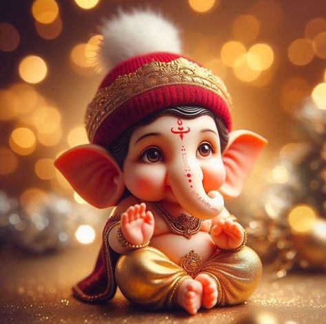 Cute Bappa Images, Little Ganesha Cute, Baby Ganesha Cute, Pink Moon Wallpaper, Arte Ganesha, Photos Of Ganesha, Ganesh Chaturthi Decoration, Dance Crafts, Ganpati Bappa Photo