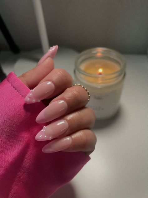 Pink Pearl Nails, Nails With Pearls, Makeup Things, Baby Pink Nails, Pearl Nails, Pink Nail Designs, Pink Acrylic, Pink Acrylic Nails, Nails Desing