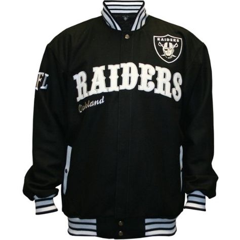 NFL Mens Oakland Raiders First Down Wool Jacket (Black, 4X Large) Beautiful Wife Quotes, Oakland Raiders Shoes, Outfits Men Casual, Best Hoodies For Men, Raiders Stuff, Cholo Style, Dope Swag, College Jackets, African Clothes