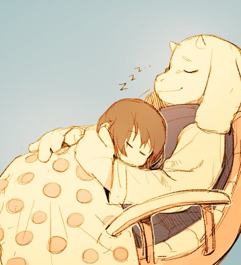 It's too cute it's frisk and toriel I think she makes an amazing mother ❤️ Frisk And Toriel, Toriel Fanart, Undertale Toriel, Toriel Undertale, Undertale Frisk, Oc Pokemon, Taking A Nap, Toby Fox, Undertale Cute