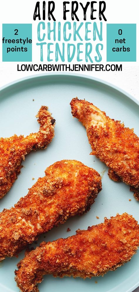 Keto Air Fried Chicken Tenders, Keto Airfryer Chicken Tenders, Low Carb Fried Chicken Tenders, Healthy Crispy Chicken Air Fryer, Keto Fried Chicken With Pork Rinds, Airfryer Breaded Chicken Tenders, Pork Rind Fried Chicken, Keto Chicken Tenders Air Fryer, Weight Watchers Air Fryer Chicken