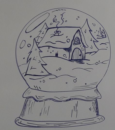 Winter Winter Theme Drawings, Winter Drawing Ideas Sketch Easy, Christmas Drawing Inspo Easy, Winter Wonderland Drawing Ideas, Christmas Town Drawing Easy, Christmas Sketch Book Ideas, Whiteboard Christmas Drawings, Winter Drawings Aesthetic, Simple Christmas Drawings Aesthetic