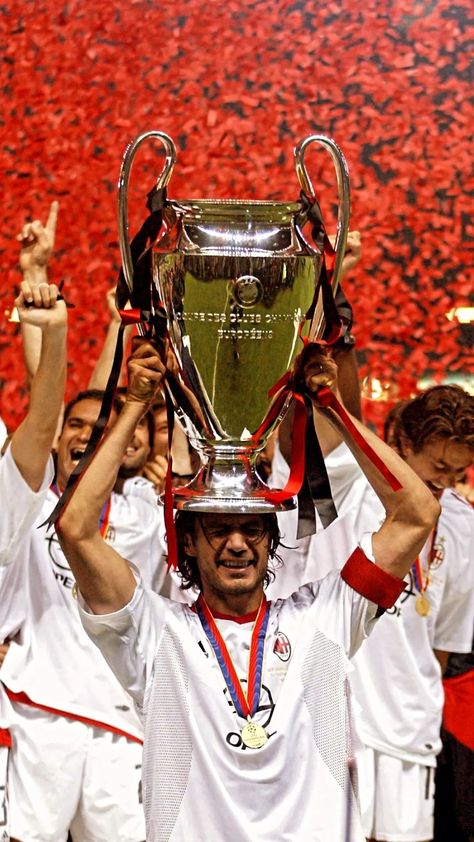 Ac Milan Champions League, Old Football Players, Milan Wallpaper, Milan Ac, Champions League Trophy, Milan Football, Skateboarding Tricks, Paolo Maldini, Messi Photos