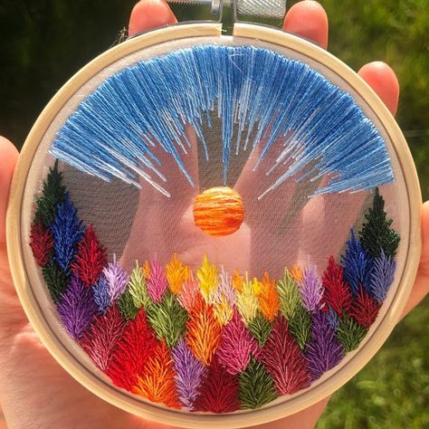 Embroidery-Landscapes-Thread-Sew-Beautiful Transparent Embroidery, Spring Nails 2020, Spring Breakers, Spring Nail Colors, Spring Awakening, Needle Thread, Etsy Instagram, Sewing Embroidery Designs, Hand Embroidery Art