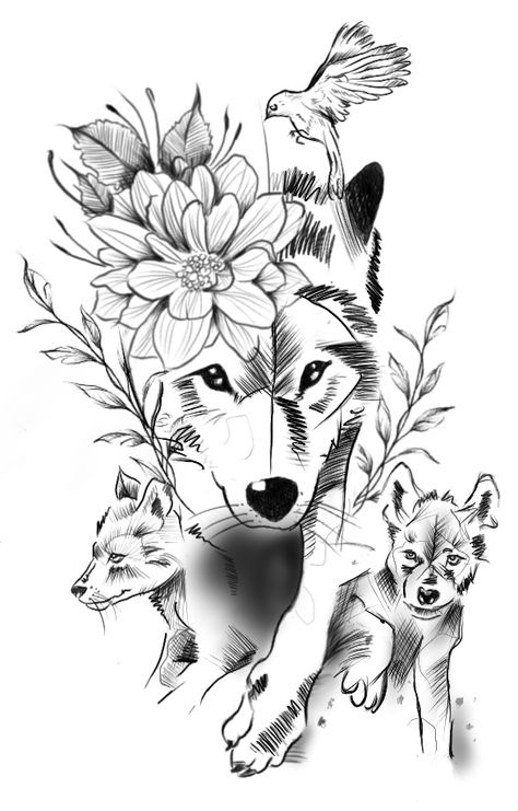 Wolf Tattoo Femine, Mother Daughter Wolf Tattoos, Mom Wolf And Cubs Tattoo, Mama Wolf And Pups Tattoo, Motherhood Tattoos Wolf, Wolf With Cubs Tattoo, Wolf And Her Cubs Tattoo, Mama Wolf Tattoo For Women, She Wolf Tattoos For Women