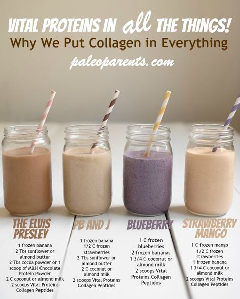 Smoothie Kale, Smoothie Protein, Collagen Recipes, Resep Smoothie, Protein Smoothies, Vital Proteins, Healthy Drinks Smoothies, Healthy Shakes, Protein Shake Recipes