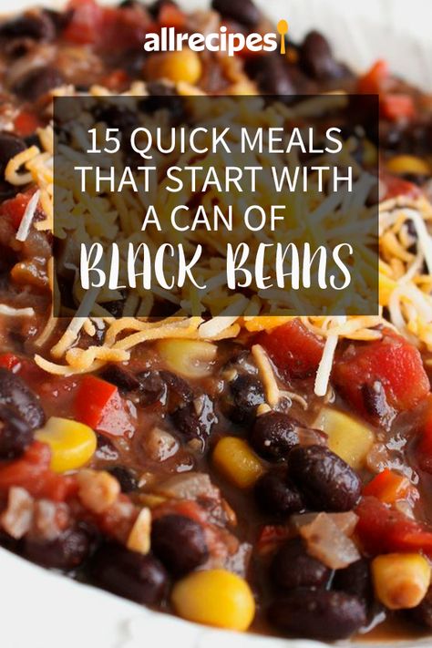 15 Quick Meals That Start With a Can of Black Beans | "That humble can of black beans stashed away in your pantry is a great meal waiting to happen. For one thing, you don't have to take the time to soak and cook the beans before you even get started in on adding all the flavorings." #dinnerideas #dinnerrecipes #familydinnerideas #supper #supperideas Easy Recipes With Beans, Dinner With Beans Healthy, Black Beans Meal Ideas, Dinner Recipes With Beans Healthy, Dinner Recipes Using Beans, Easy Black Bean Recipes Simple, Meals To Make With Beans, Meals With Black Beans Dinners, Lunches With Black Beans