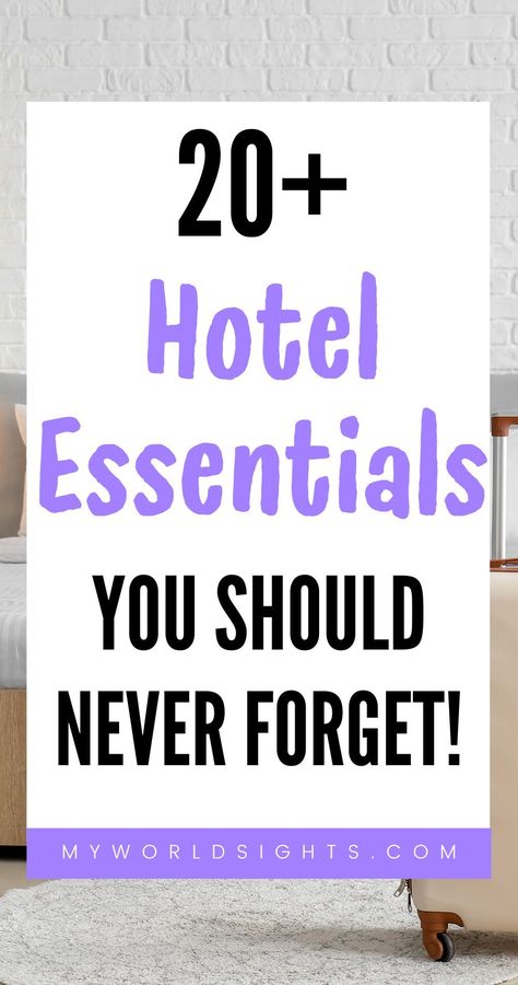 Need a hotel packing list? This post is all about hotel essentials and hotel room items you need for a better stay. Learn what to pack for a hotel stay and other hotel ideas here! Hotel Packing List, Hotel Room Ideas, Hotel Essentials, Hotel Hacks, Things To Pack, Hotel Ideas, Solo Adventure, Room Items, Hotel Stay