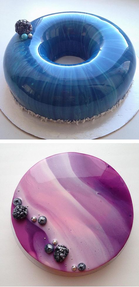 Shiny cakes by Olga Noskova | Food art | creative cakes | glossy icing | mirror cakes | mirror glaze Marble Cakes, Torte Creative, Glaze For Cake, Mirror Glaze Cake, Novelty Birthday Cakes, Mirror Cake, Wedding Cake Flavors, Mirror Glaze, Cool Wedding Cakes