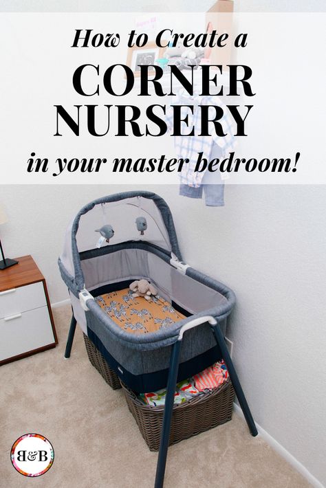 Expecting a new baby but low on space?? Just a tiny corner is enough for a nursery in a master bedroom! Anyone can make a space for baby since they certainly don’t need much at the start. Read on for how we make it work! Nursery In Master, Corner Nursery, Nursery Hacks, Baby Corner, Parents Room, Space Nursery, Master Room, Baby Arrival