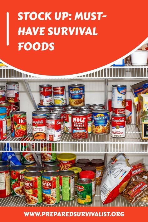 As a prepper, it's important to have a well-stocked pantry with survival foods that can last for an extended period. There are specific types of foods that should be included in your prepper pantry, such as canned goods, grains, and dried fruits. These 16 essential survival foods will provide you with the necessary nutrients to survive any emergency situation. Make sure to stock up on these perfect prepper foods for your peace of mind and security. Foods That Last Forever Survival, Survival Food List, Canning Water, Stocked Pantry, Prepper Pantry, Prepper Food, Preppers Pantry, Emergency Preparedness Food, Survival Foods