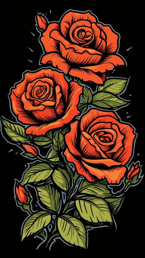 Mexican Rose Art, Rose Bush Drawing, Rose Illustration Art, Bush Drawing, Frank Album, Old School Rose, Traditional Tattoo Inspiration, Desain Editorial, Cool Pictures For Wallpaper