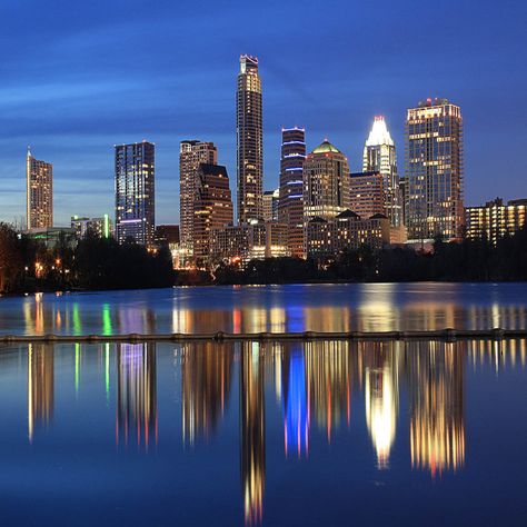 Austin Skyline, Texas Places, Night Skyline, Downtown Austin, Texas Travel, Texas Hill Country, Texas Usa, Bright Lights, City Skyline