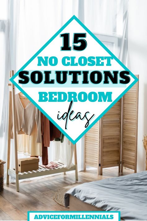 15 no closet solutions bedroom ideas How To Add A Closet To A Small Bedroom, Non Closet Storage Solutions, Studio Closet Ideas Tiny Apartments, Room Without A Closet, Creating Closet Space In A Small Room, Creative Closets For Small Spaces, Closet Ideas With No Closet, Alternative Dresser Ideas Bedroom, Closet Space For Small Bedrooms