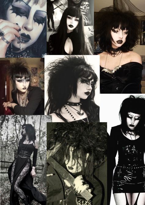 Trad Goth Outfits Women, Goth Makeup Traditional, Trad Goth Drawing, Trad Goth Black Women, Tradgoth Makeup 80s, Trad Goth Makeup Black Women, 80s Trad Goth Outfits, Trad Goth Makeup Looks, Trad Goth Hairstyles