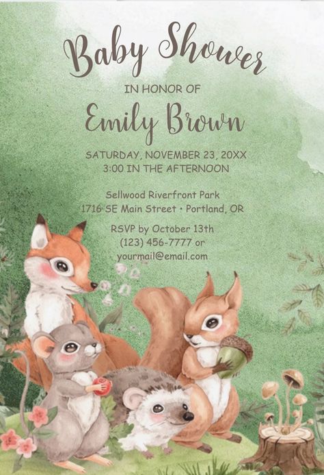 Forest Baby Shower Ideas, Woodland Forest Baby Shower, Forest Animal Baby Shower, Woodland Forest Animals, Forest Baby Showers, Animals Baby Shower, Forest Baby, Woodland Forest, Woodland Theme