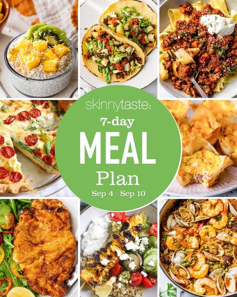 Free 7 Day Healthy Meal Plan (Sept 4-10) 7 Day Healthy Meal Plan, Sup Ayam, Healthy Meal Plan, Day Meal Plan, Recipe Builder, 7 Day Meal Plan, Skinny Taste Recipes, Healthy Meal Plans, Ww Recipes