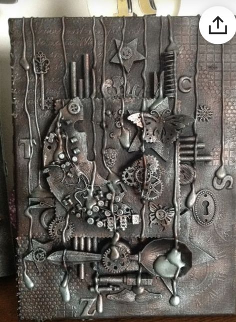 Steampunk Diy Crafts, Steampunk Mixed Media Art, Steampunk Key, Steampunk Mixed Media, Steampunk Crafts, Toile Art, Mixed Media Art Canvas, Mixed Media Supplies, Mixed Media Crafts