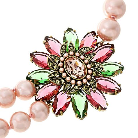 Grandmas Jewelry, Heidi Daus, Benefit Cosmetics, Station Necklace, Bead Shop, Crystal Flower, Pink Pearl, Rose Color, Color Crystal