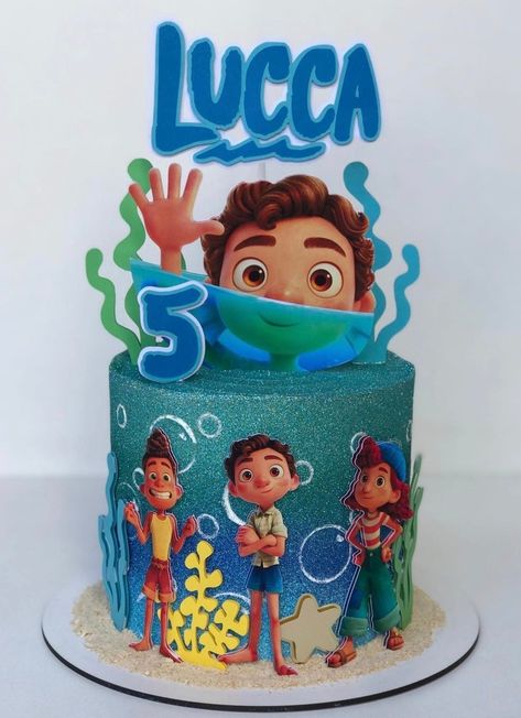 Luca Cake Ideas, Luca Birthday Cake, Luca Party, Luca Birthday, Luca Movie, Disney Themed Cakes, Luca Disney, Baby Birthday Party Theme, Disney Birthday Party