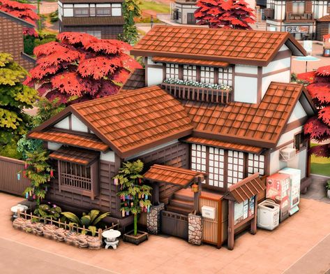 Check out the video on my YouTube channel!❤️ Bloxburg Japanese House, Sims 4 Japanese House, Japanese House Layout, Japanese Tiny House, Japanese House Exterior, The Sims 4 Sims, Sims 4 Houses Layout, Sims 4 Sims, Die Sims 4