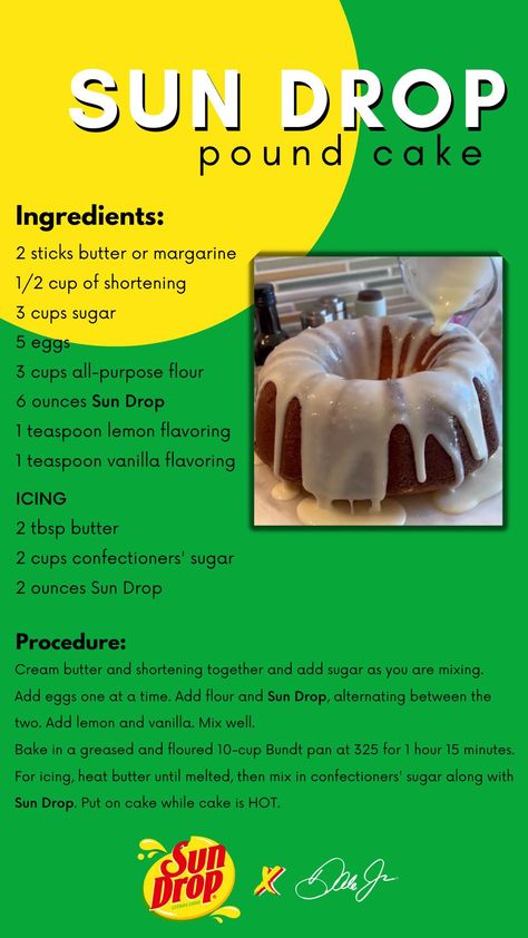 You’re gonna want to make this Sun... - Dale Earnhardt Jr. | Facebook Sundrop Pound Cake, Sundrop Cake, Bundt Pan, Dale Earnhardt Jr, Pound Cake Recipes, Dale Earnhardt, Confectioners Sugar, Cake Ingredients, Vanilla Flavoring