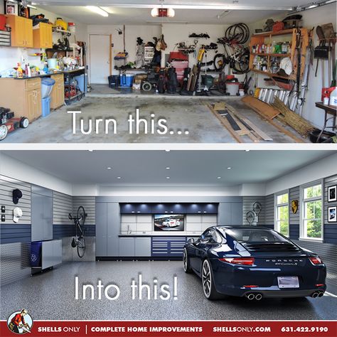 Garage Renovation Before And After, Garage Makeover Before And After, Officine In Garage, Garage Workshop Layout, Garage Storage Inspiration, Garage Boden, Man Garage, Garage Design Interior, Garage Organisation