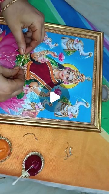 God Photo Decorating Ideas, Lakshmi Pooja Decoration Ideas, Pooja Decoration Ideas, Lakshmi Photos, Lakshmi Pooja, Mandir Decoration, Pooja Decor, Locker Designs, Lakshmi Devi