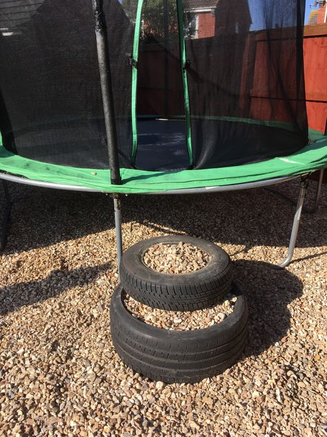 Trampoline Frame Ideas Projects, Diy Trampoline Ladder, Trampoline Steps Diy, Sensory Park, Diy Trampoline, Trampoline Steps, Recycled Trampoline, Trampoline Ideas, Garden Trampoline