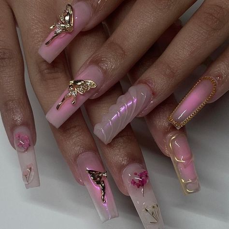 Cute Acrylic Nail Designs, Mermaid Nails, Unique Acrylic Nails, Bling Acrylic Nails, Pink Acrylic Nails, Square Acrylic Nails, Funky Nails, Pretty Acrylic Nails, Dope Nails