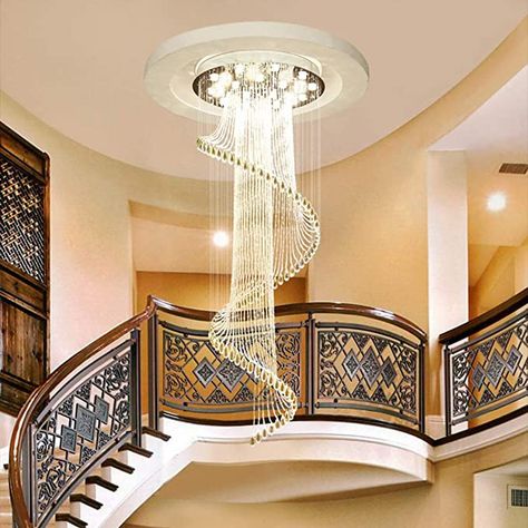 https://amzn.to/3Zqdesf Foyer Staircase, Hotel Entrance, Stainless Steel Lighting, Staircase Chandelier, Luxury Chandelier, Loft Design, False Ceiling Design, House Stairs, Beautiful Chandelier