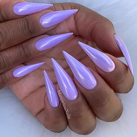 Lilac Chrome, French Stiletto Nails, Purple Stiletto Nails, Purple Chrome Nails, Uñas Ideas, Stilleto Nails Designs, Classy Nail Designs, Lavender Nails, Nails 2022