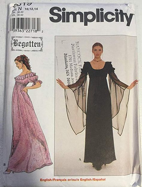 Amazon.com: Simplicity Sewing Pattern 8619 Misses' Begotten Empire-waist Dress or Gown Size N (10, 12, 14) Long Dress Sewing Patterns, Medieval Dress Pattern, Empire Waist Dress Pattern, Pleated Neck, Simplicity Patterns Dresses, Medieval Gown, Costume Sewing Patterns, Costume Patterns, Empire Waistline