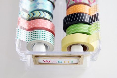 20 Clever Ways to Organize + Store Your Washi Tape | Brit + Co Diy Washi Tape Organizer, Washi Tape Organizer, Diy Organization Ideas, Washi Tape Dispenser, Diy Washi Tape, Washi Tape Storage, Washi Tape Projects, Tape Organizer, Tape Storage