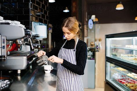 Milk In Coffee, Exam Pictures, Barista Outfits, Pallet Pumpkin, Pumpkin Cutouts, Barista Coffee, Barista Fashion, Earthy Home, Coffee Barista