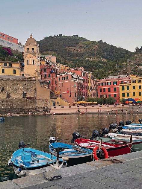 Small Town In Italy, Cities In Italy, Cinque Terre Italy, Euro Summer, Water Reflections, Small Boats, Summer 24, My Town, In Water