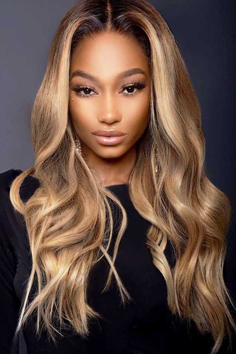 20 Weave Hairstyles Are Here To Show You What Perfection Is Dye For Black Hair, Hair Dye For Black Hair, Honey Blonde Hair Dye, Balayage Dark, Blonde Hair Dye, Real Hair Wigs, Honey Blonde Hair, Frontal Hairstyles, American Woman