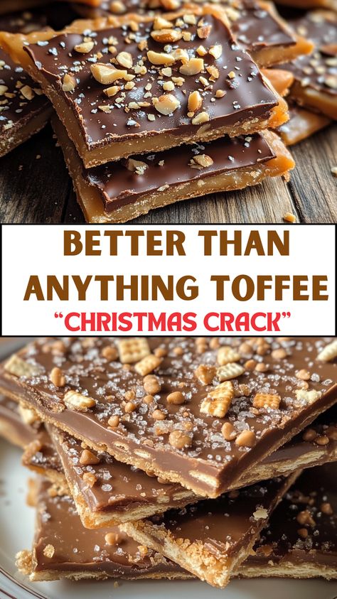 Celebrate the holiday season with Better Than Anything Toffee Recipe, which combines rich chocolate, crunchy toffee, and a hint of salt for a tantalizing treat. 
 #ToffeeRecipe #christmascrack Wyse Guide English Toffee, Toffee Bark Saltine, Salted Toffee Bars, Chocolate Toffee Bars Recipe, Disney Toffee Recipe, Heath Bar Toffee Recipe, Best Homemade Toffee, Licorice Toffee Recipe, Fools Toffee Recipe