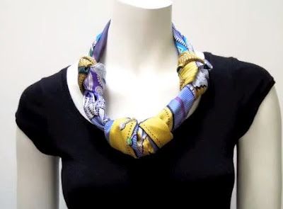 More Scarf Jewelry Tutorials and Inspirations - The Beading Gem's Journal Ways To Tie Scarves, Scarf Knots, Scarf Tutorial, Ways To Wear A Scarf, Scarf Necklace, Fiber Jewelry, Hermes Scarf, Scarf Tying, How To Wear Scarves