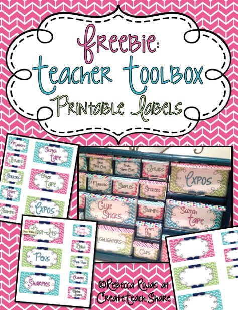 Create●Teach●Share: Teacher Toolbox Anniversary & Makeover!! {Plus, Link Up Your Own!!} Printable Lables, Teacher Toolbox Labels, Teachers Toolbox, Teaching Organization, Classroom Organisation, Classroom Labels, 4th Grade Classroom, Teacher Toolbox, Free Teacher